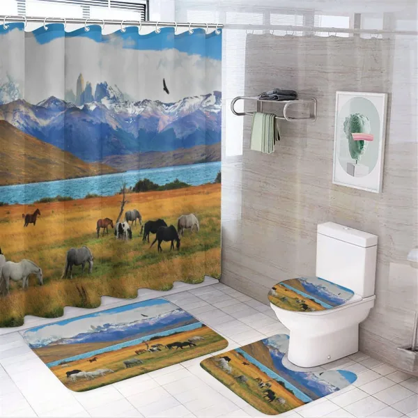 Farm Horse in Mountain on a shower curtain