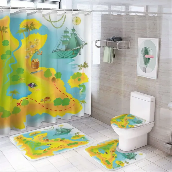 Map of a Treasure Island on a shower curtain