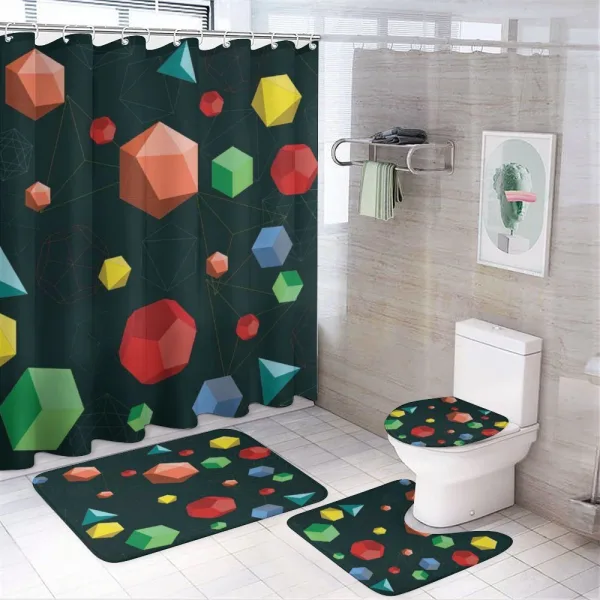 Platonic Shapes 3D on a shower curtain