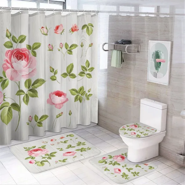 Vintage Rose Petals Leaf on a shower curtain