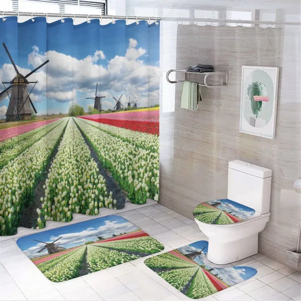 Vivid Farmland Scenic on a shower curtain