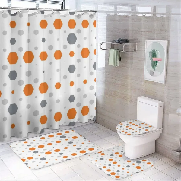 Abstract Hexagons Pattern on a shower curtain