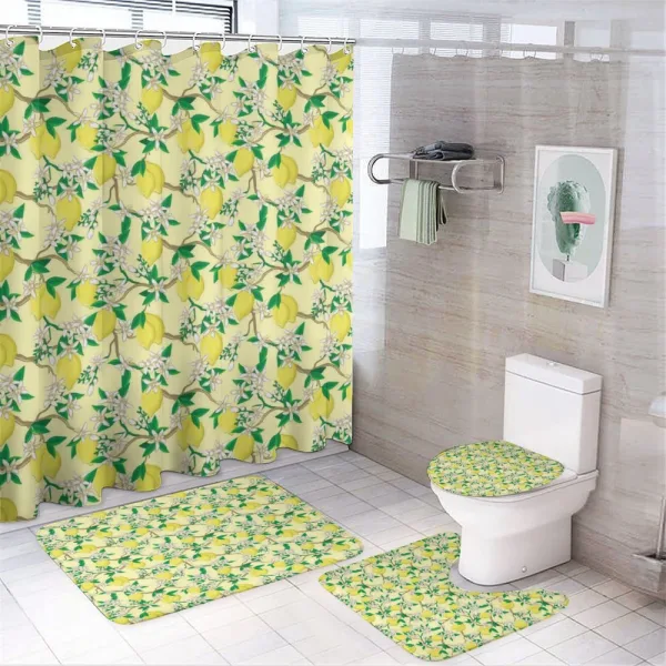 Blooming Lemon Flowers on a shower curtain
