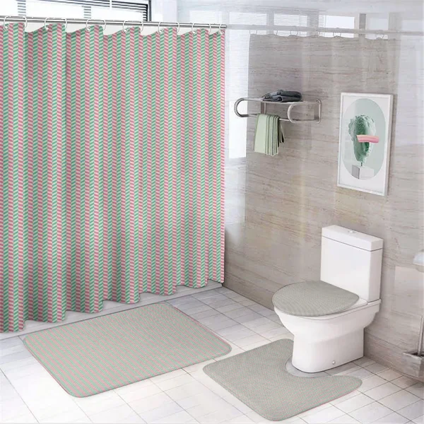 Blue Pink Stripes on a shower curtain