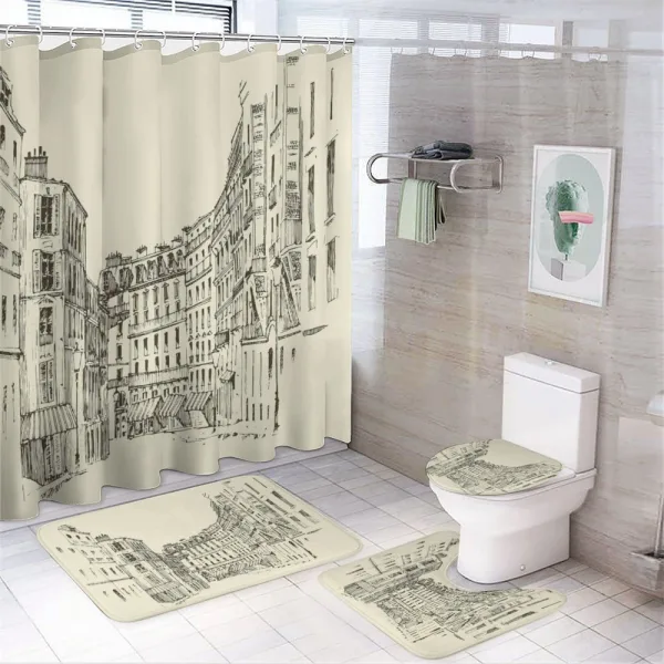 Buildings of France Europe on a shower curtain