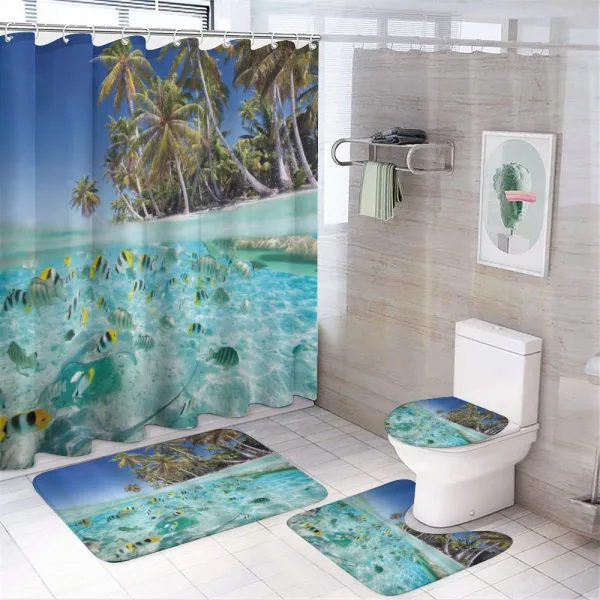 Butterflyfish Ocean Palm on a shower curtain