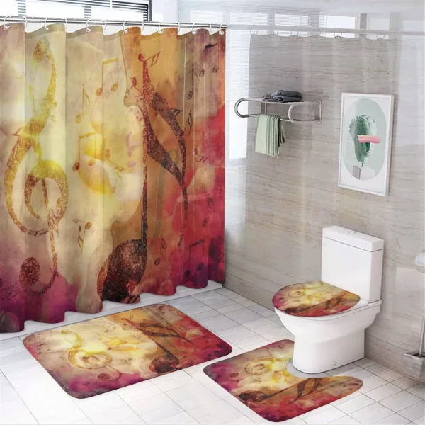 Colorful Notes Composition on a shower curtain