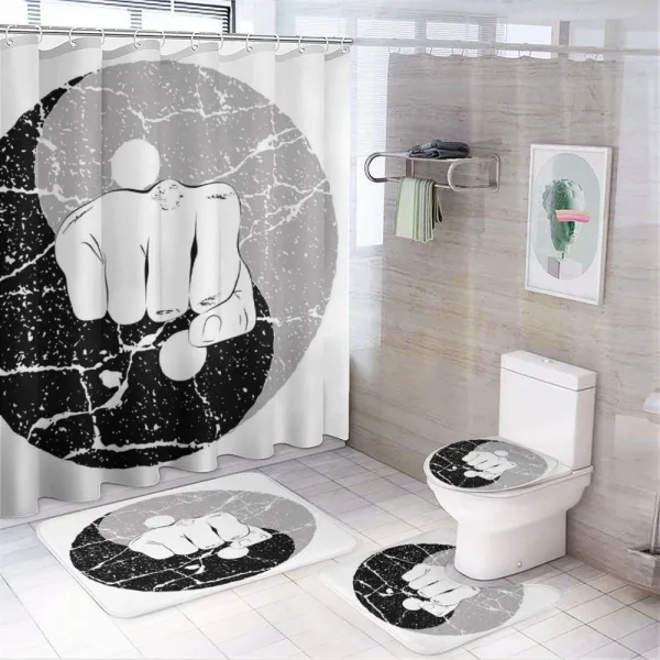 Fist in Yin Yang on a shower curtain