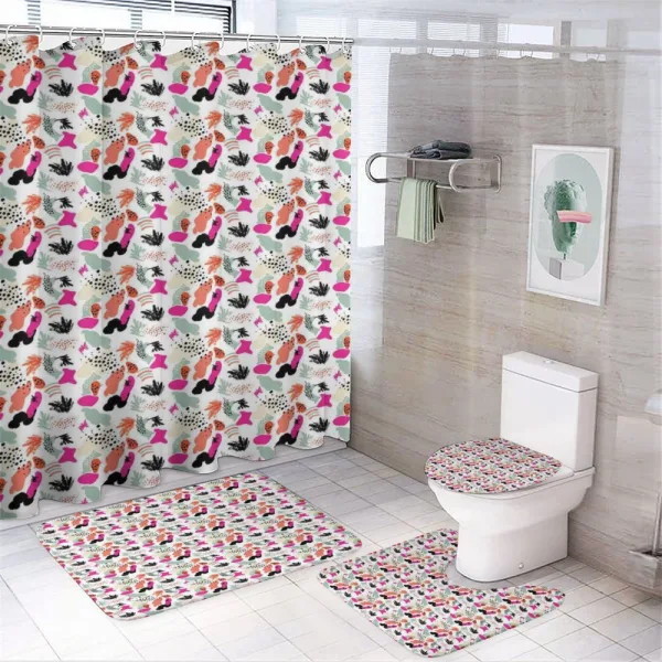 Formless Colorful Shapes on a shower curtain