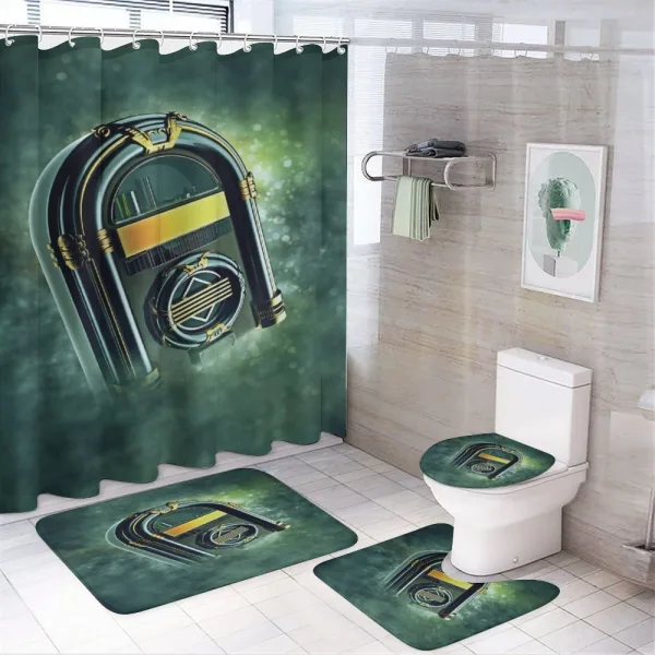 Grunge Antique Radio on a shower curtain