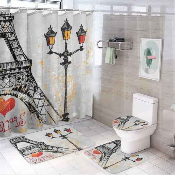 Grunge Eiffel Europe on a shower curtain