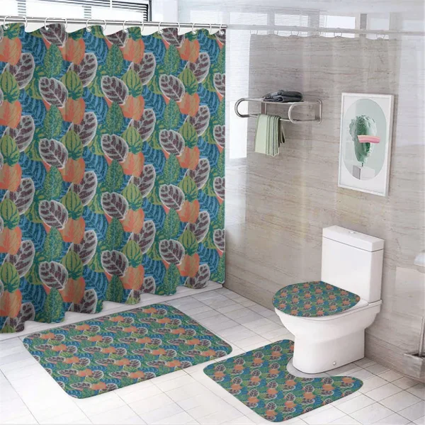 Grunge Houseplant Leaves on a shower curtain
