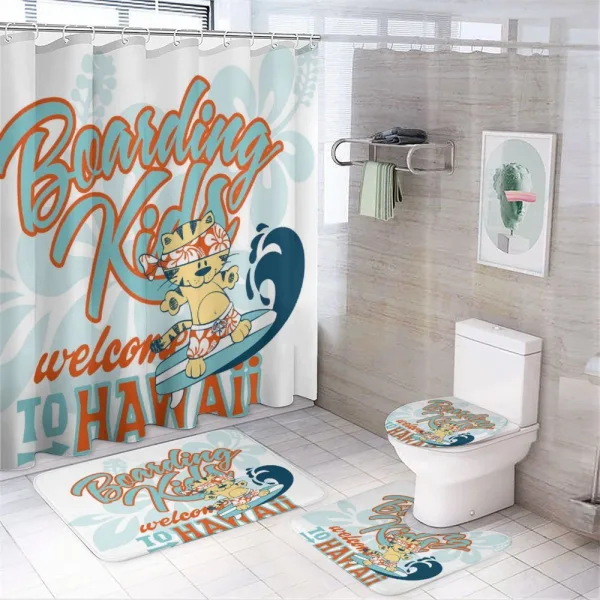 Kitten Surfing on a shower curtain