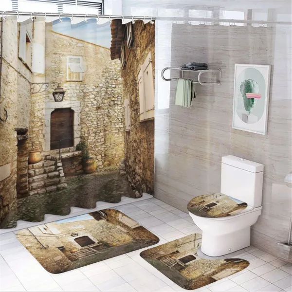 Narrow Cobble Street on a shower curtain