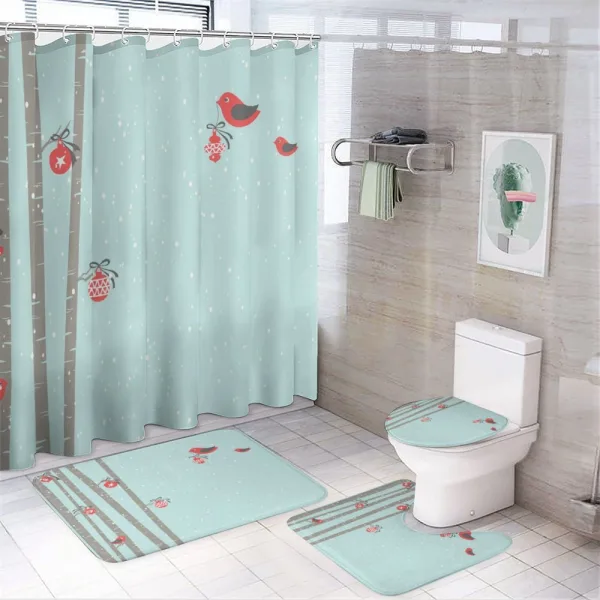Red Bird Winter on a shower curtain