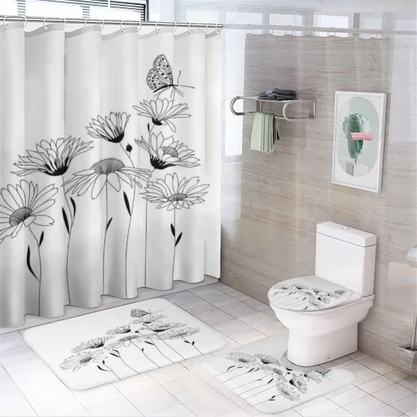Sketch Fauna and Flora on a shower curtain