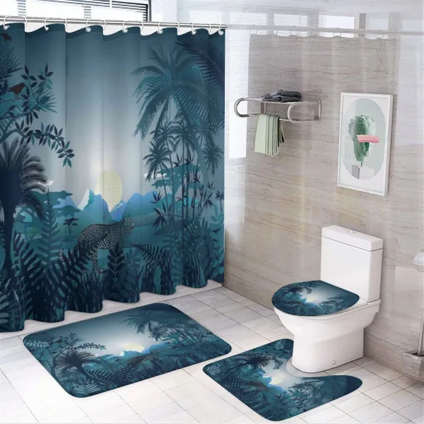 Tiger in Hazy Rainforest on a shower curtain