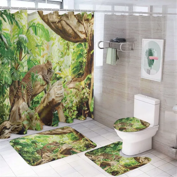 Tropic Wild Jungle Leaf on a shower curtain