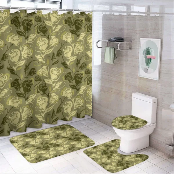 Abstract Foliage Roses on a shower curtain