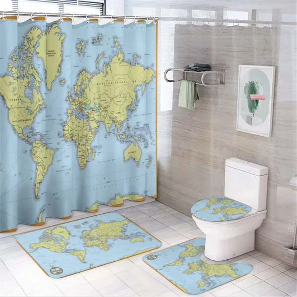 Adventure Detailed Map on a shower curtain