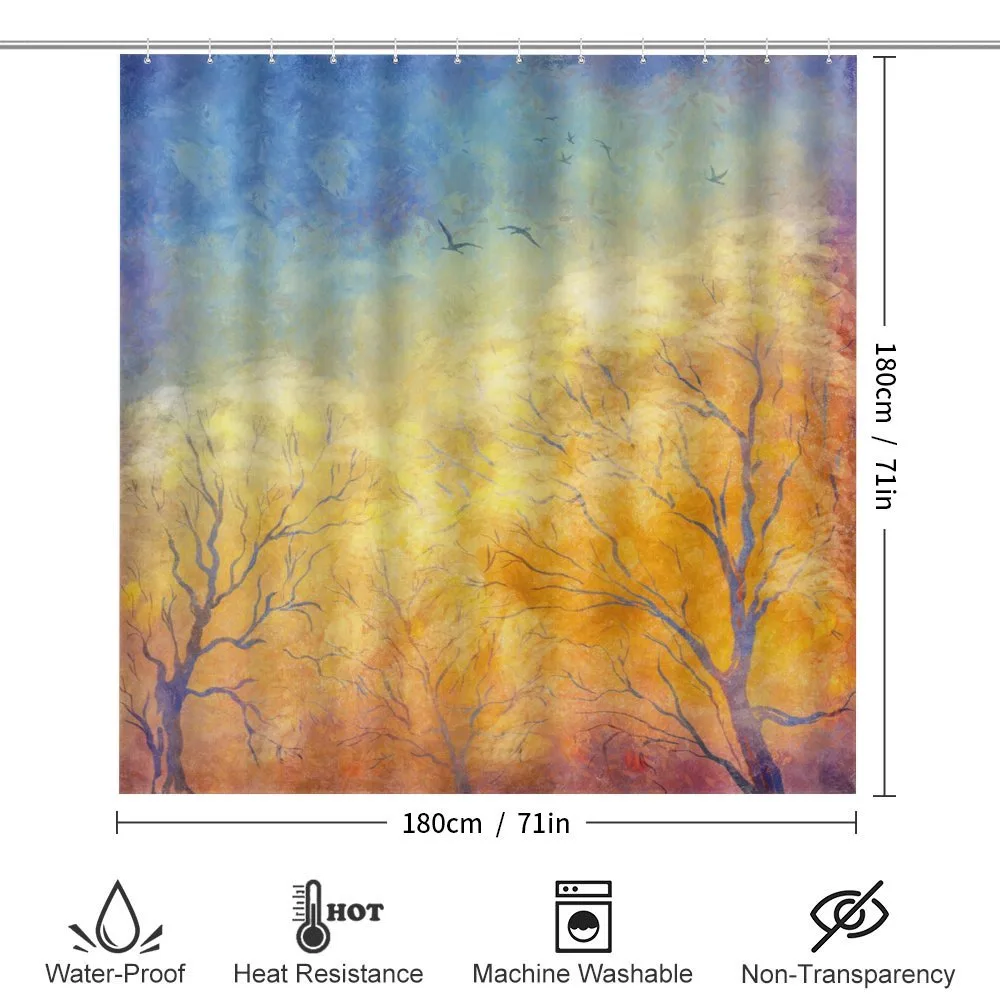 Autumn Trees Gulls Sky — Detail 2