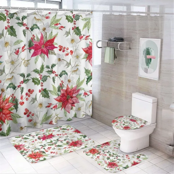 Christmas Flowers Buds on a shower curtain