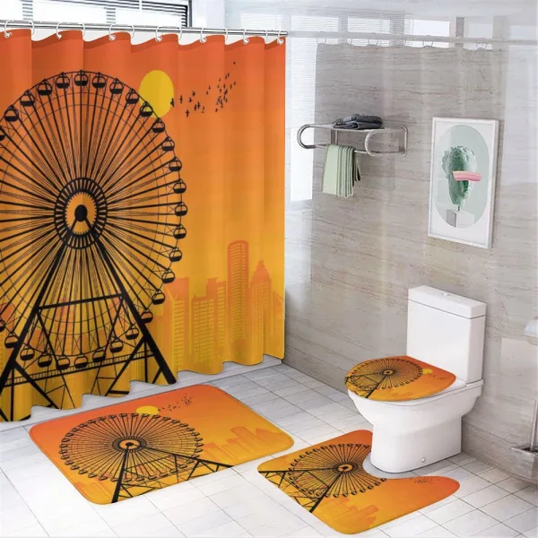 Cityscape Sunset on a shower curtain