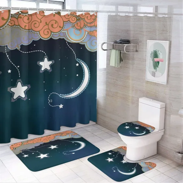 Clouds Stars and Moon on a shower curtain