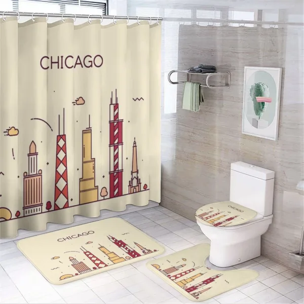 Doodle Town on a shower curtain