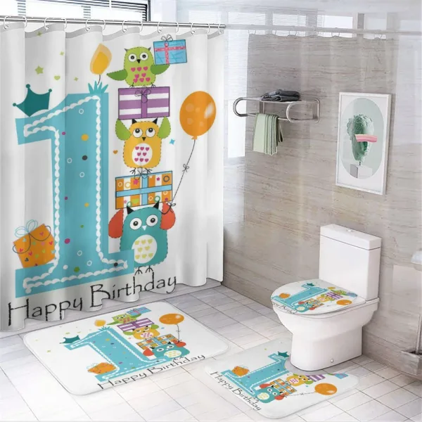 First Cake Candle Owls on a shower curtain