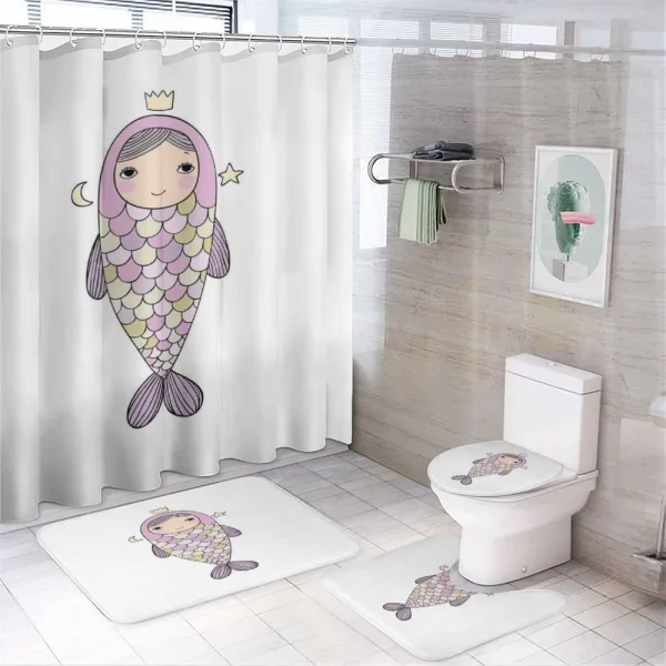 Girl in Fish Costume on a shower curtain