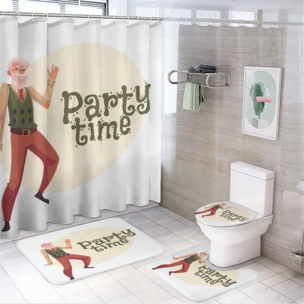 Gray-Haired Old Man on a shower curtain