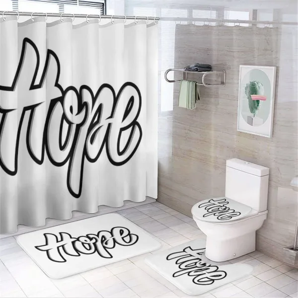 Hand Drawn Uplifting Words on a shower curtain