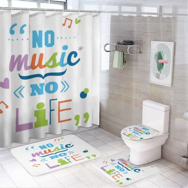 No Music, No Life Slogan on a shower curtain