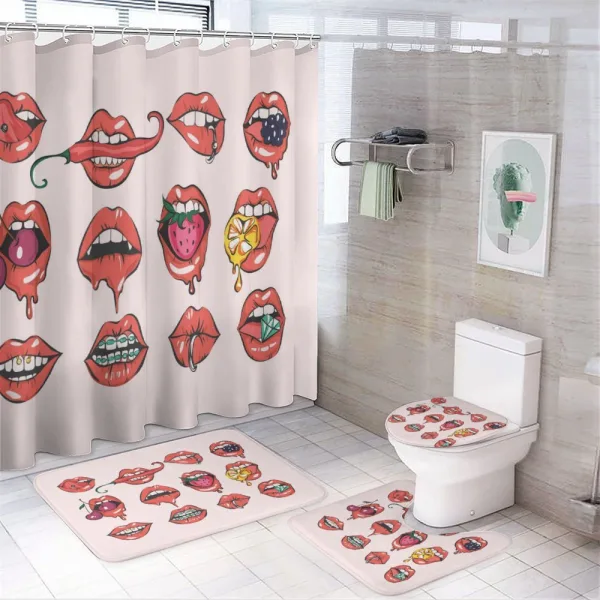 Pierced Tongue Teeth Braces on a shower curtain
