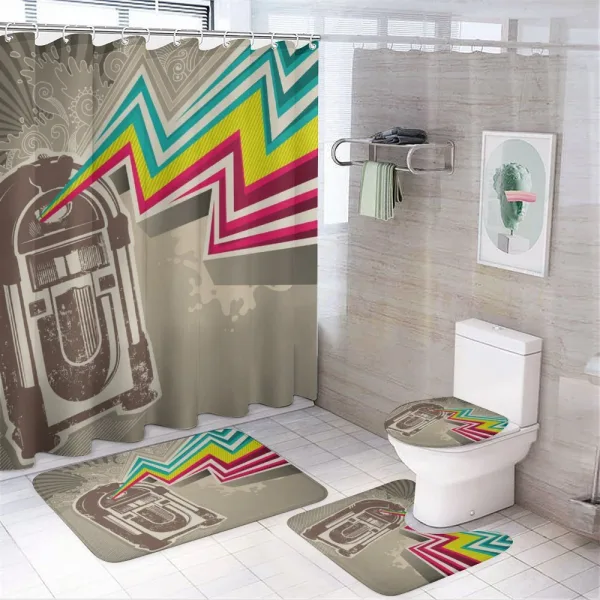 Radio Party with Zig Zag on a shower curtain