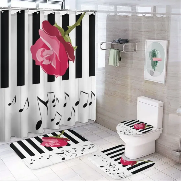 Red Rose on the Piano on a shower curtain