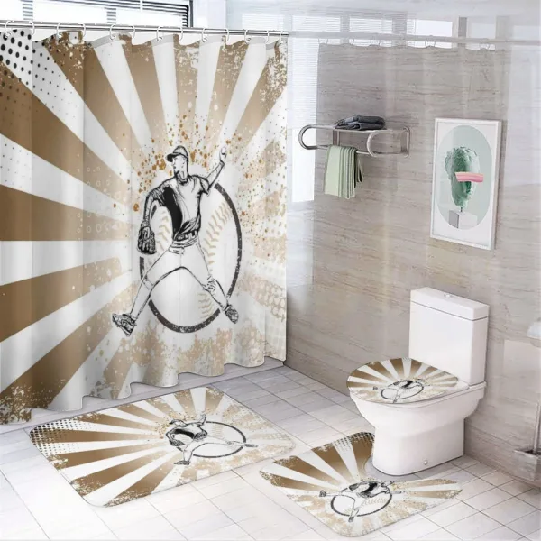 Retro Baseball Pop Art on a shower curtain