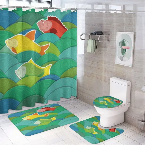 Sea Marine Waves Funky on a shower curtain
