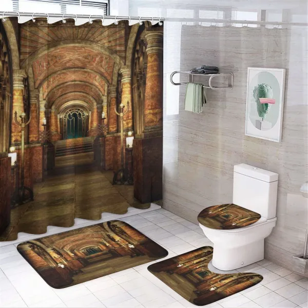 Secret Passage Medieval on a shower curtain
