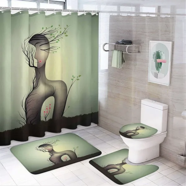 Surrealist Woman Shape on a shower curtain