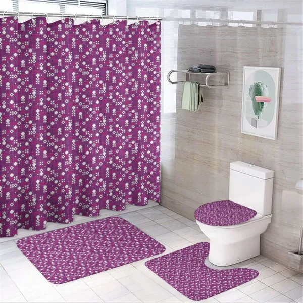 Tile Design Purple Shades on a shower curtain
