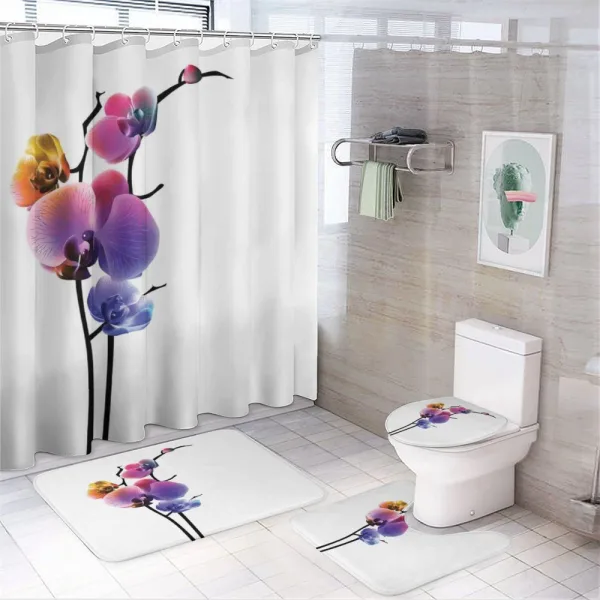 Vibrant Flowering Plant on a shower curtain