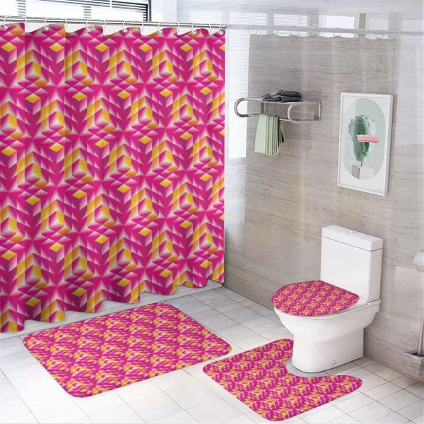 Vibrant Shapes Geometry on a shower curtain