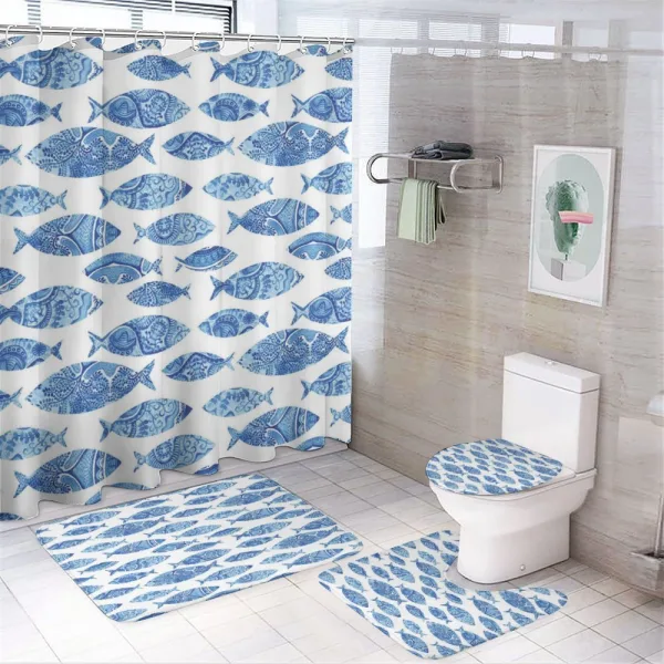 Watercolor Blue Patterns on a shower curtain