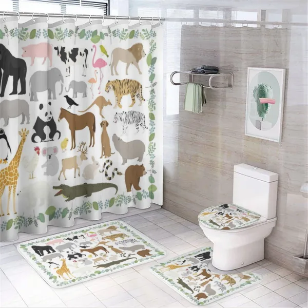Assorted Forest Creatures on a shower curtain