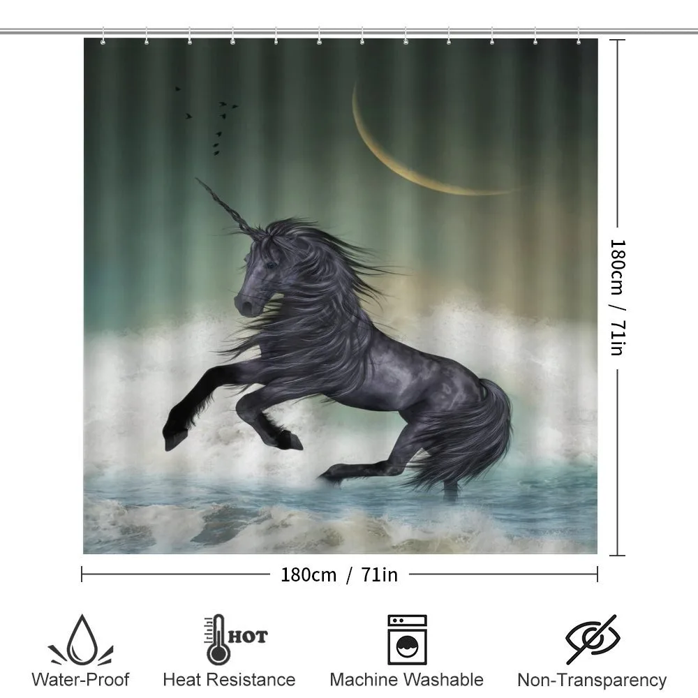Black Unicorn in Ocean — Detail 2