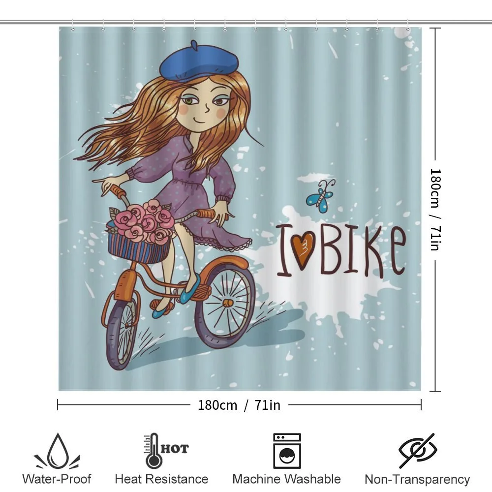 Cartoon Girl with Bike — Detail 2