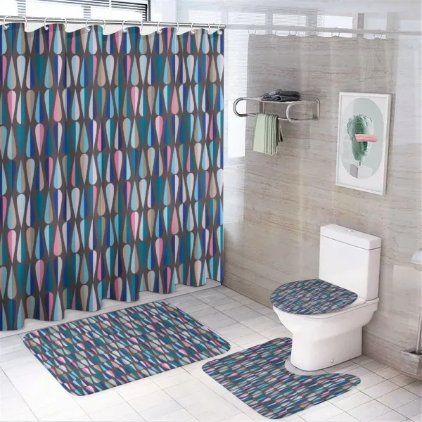 Colored Drop Shapes on a shower curtain