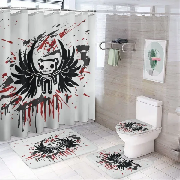 Comic Dead Skull Face on a shower curtain